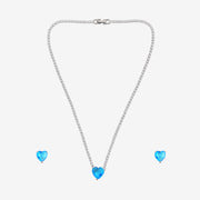 Blue Heart Beat Pendant Set
