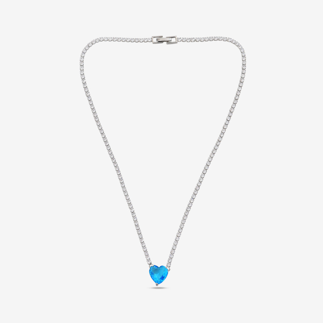 Blue Heart Beat Pendant Set