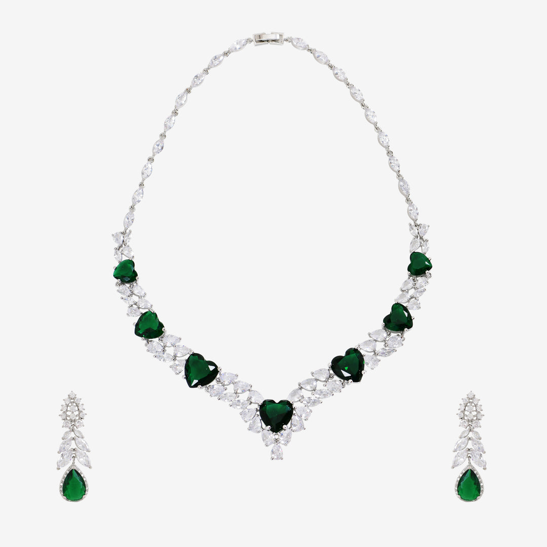Heart Of Emerald Necklace Set