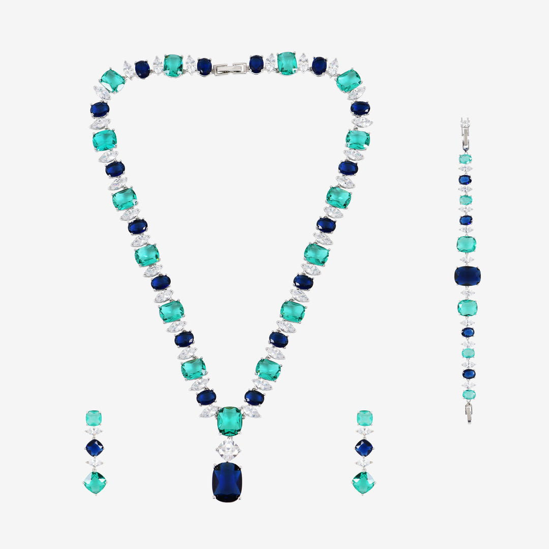 Emerald Sapphire Fusion Necklace Set