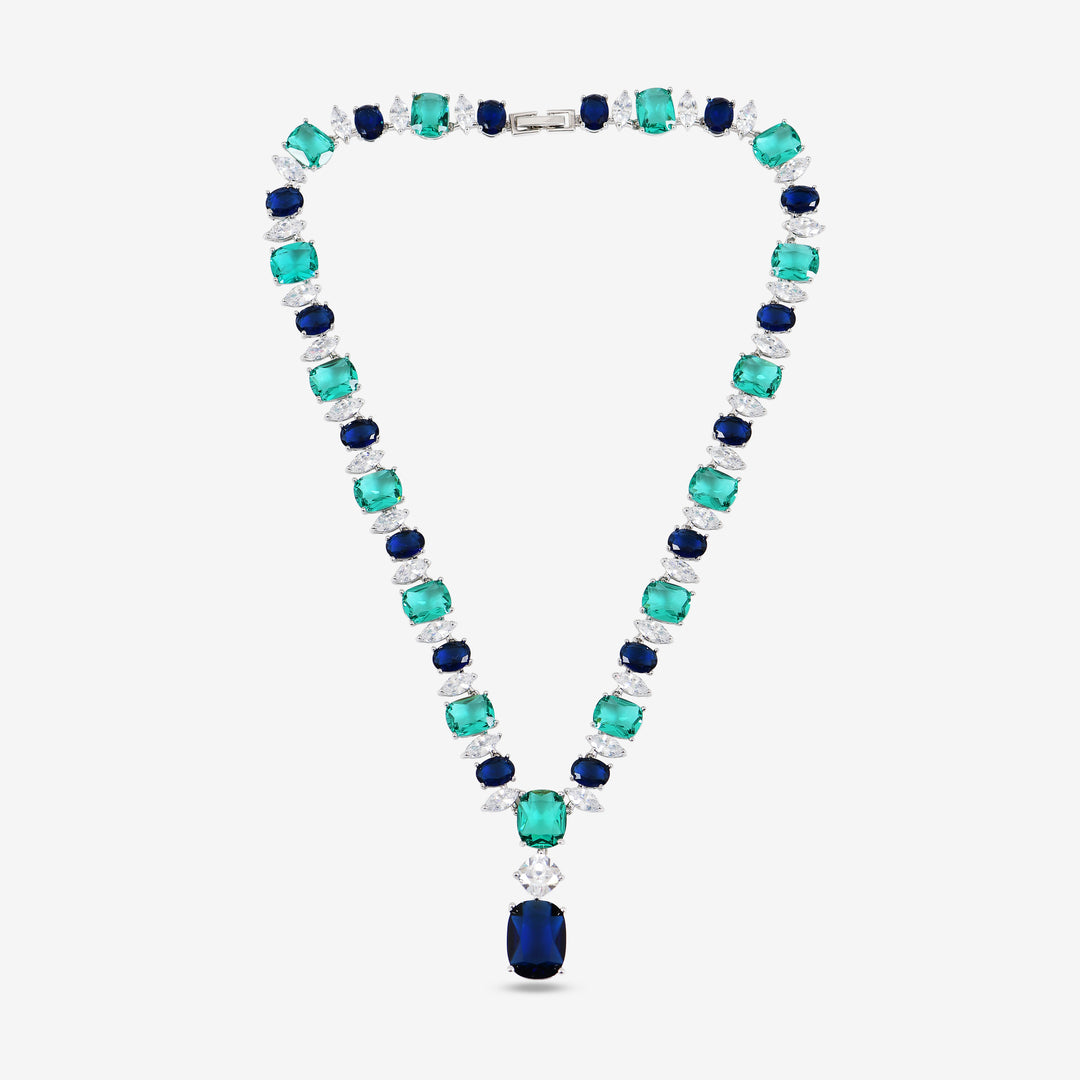 Emerald Sapphire Fusion Necklace Set