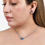 Load image into Gallery viewer, Blue Heart Beat Pendant Set
