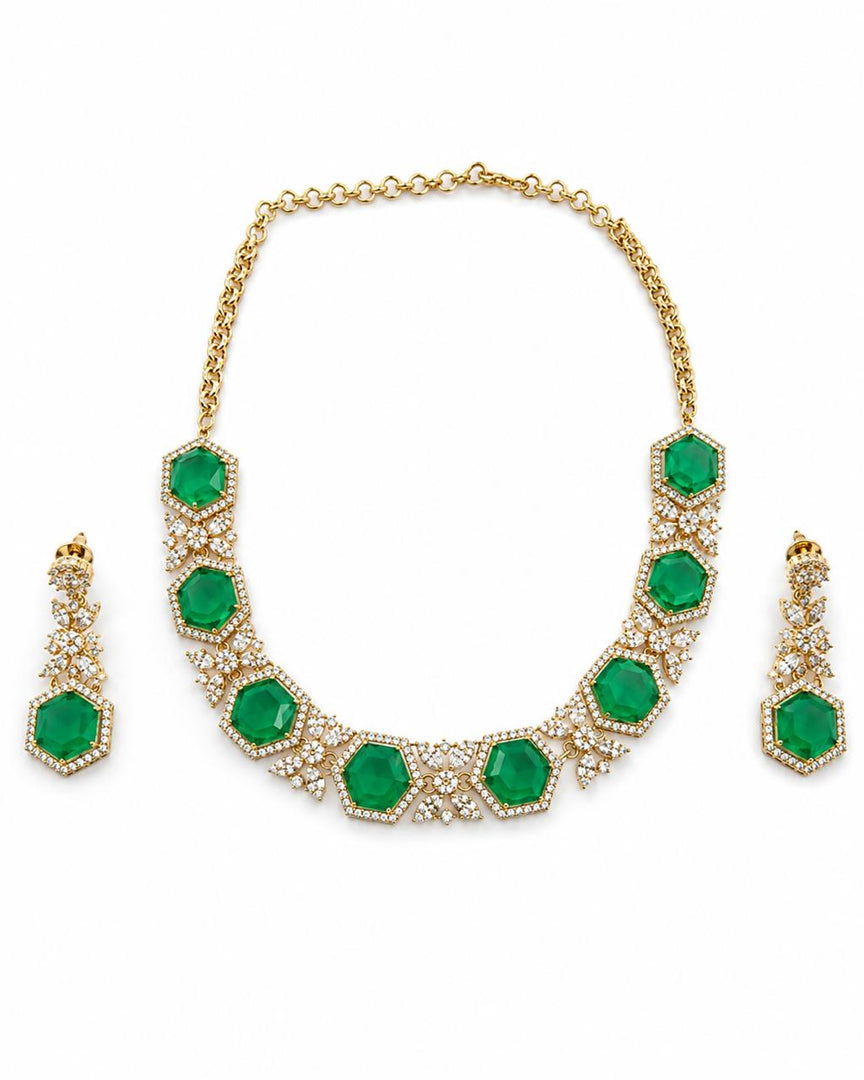 Solis Green Diamond Necklace Set